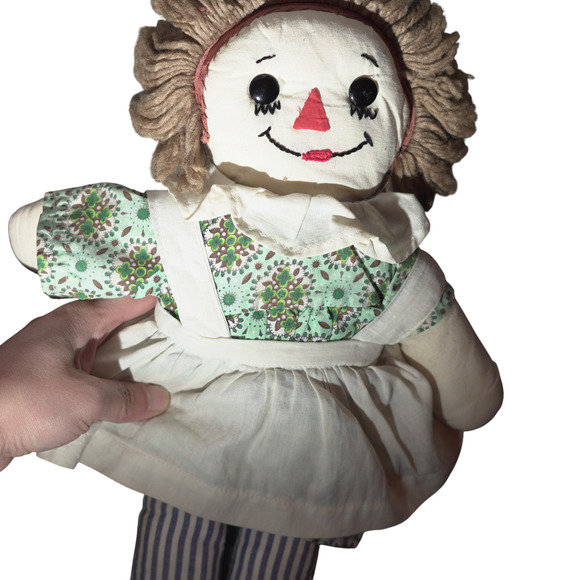 Vintage Raggedy Ann Cloth Doll 13" Rag Doll Yarn Brown Hair Two-Face - Picture 7 of 12